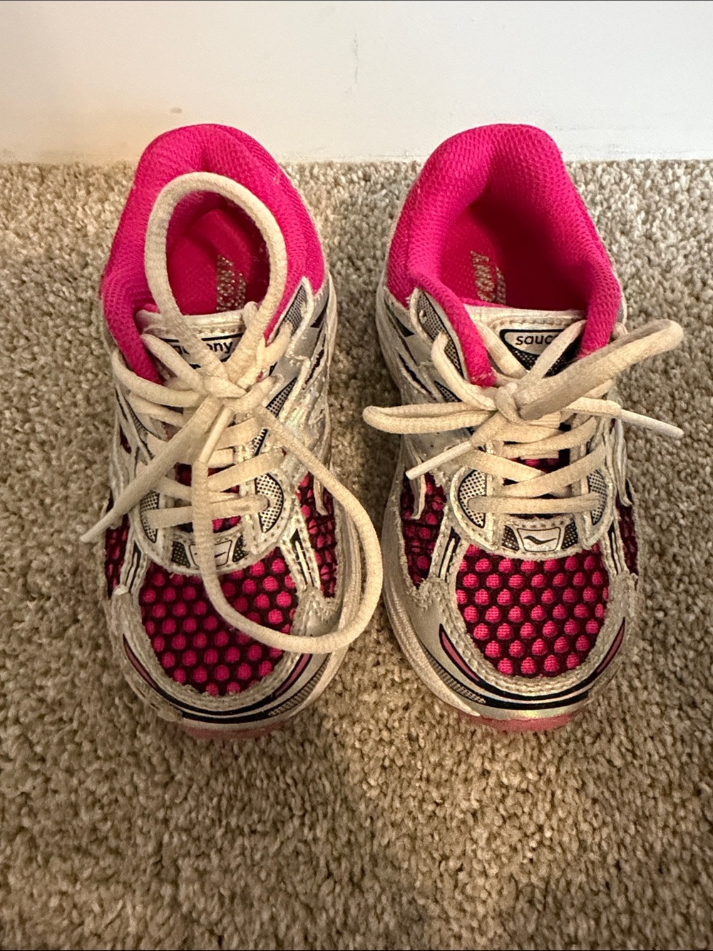 Saucony Kids Hot Pink and White Athletic Sneakers